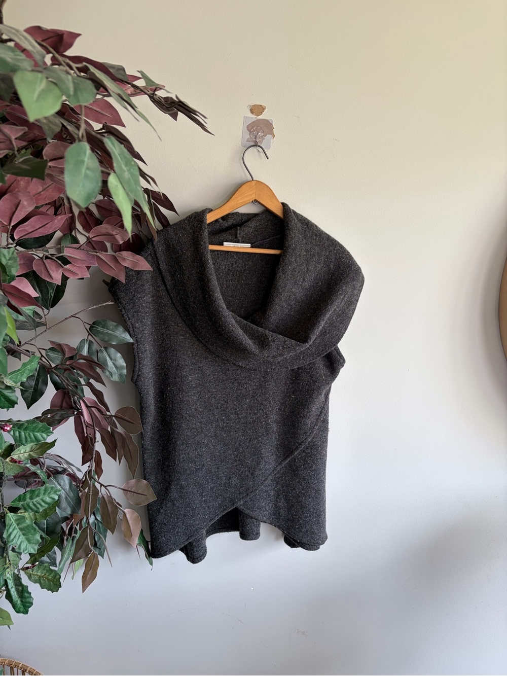 bryn Walker Charcoal Cowl Neck Sleeveless Sweater